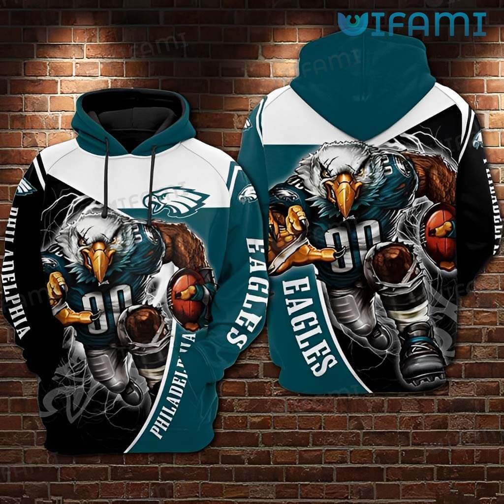 Philly Eagles Hoodie 3D Mascot Holding Football Philadelphia Eagles Gift