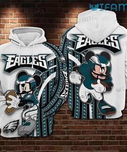 Philly Eagles Hoodie 3D Mickey Mouse Hug Football Logo Philadelphia Eagles Gift