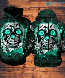 Philly Eagles Hoodie 3D Neon Blue Skull Philadelphia Eagles Gift