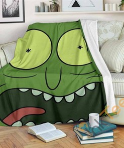 Pickle Rick Sherpa Fleece Blanket Gifts for Family