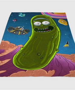 Pickle Rick Sherpa Fleece Blanket Gifts for Family, for Couple