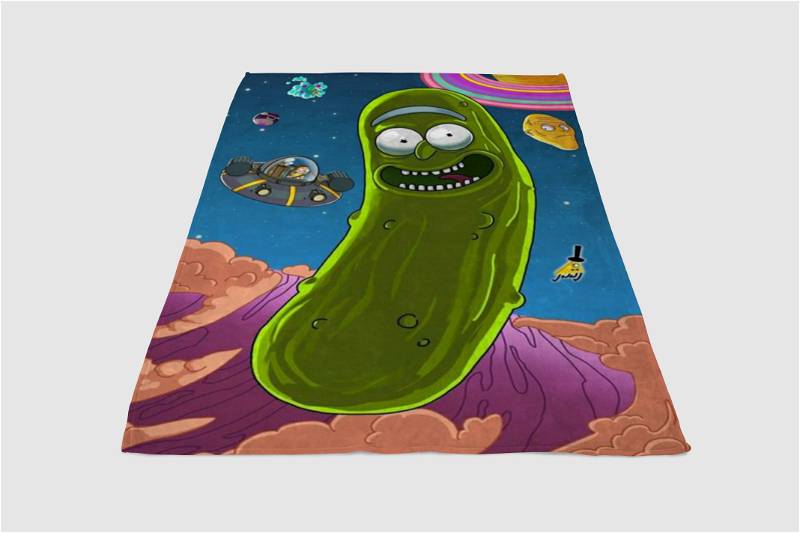 Pickle Rick Sherpa Fleece Blanket Gifts for Family, for Couple