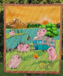 Pig Quilt Blanket Bedding Set With Pillowcase Option