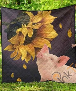 Pig Sunflower Quilt Blanket Bedding Set Option