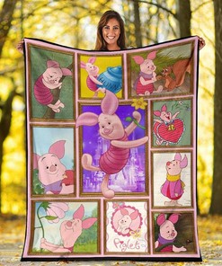 Piglet Winnie The Pooh Friends Sherpa Fleece Blanket Gifts for Family, for Couple