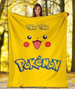 Pika Pika Funny Sherpa Fleece Blanket Gifts for Family, for Couple