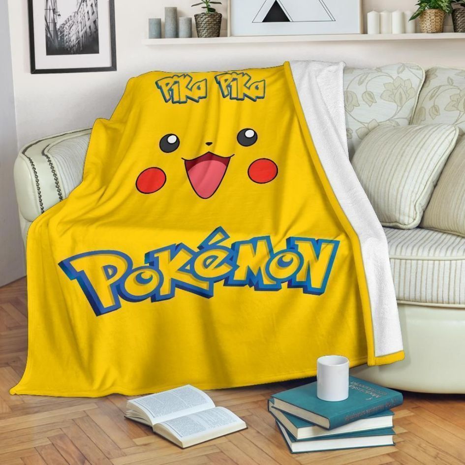 Pikachu Pokemon Fleece Blanket Gift For Fan, Quilt Blanket Bedding Set Gift75