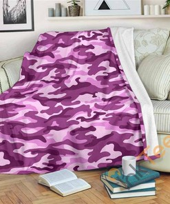 Pink Camouflage Sherpa Fleece Blanket Gifts for Family, for Couple