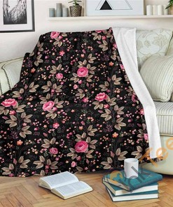 Pink Floral Flower Pattern Sherpa Fleece Blanket Gifts for Family, for Couple