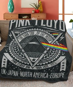 Pink Floyd Quilt Blanket Bedding Gift For Fan, Pink Floyd Music Band The Dark Side Of The Moon Pink Floyd On Tour  Quilt Blanket Bedding Set