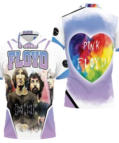 Pink Floyd Rainbow Heart Purple 3D All Over Print Polo Shirt