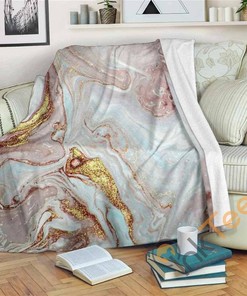 Pink Gold Liquid Marble Sherpa Fleece Blanket Gifts for Family, for Couple