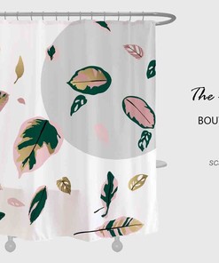Pink Green Leaves Shower Curtain, Simple Potted Plants Waterproof And Washable Shower Curtains For Bathroom For Home Decor