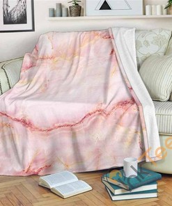 Pink Marble Sherpa Fleece Blanket Gifts for Family, for Couple