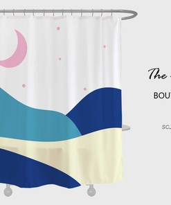 Pink Moon Shower Curtain, Colorful Desert Waterproof And Washable Shower Curtains Decor