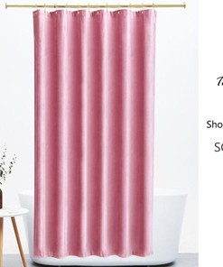 Pink Velvet Shower Curtain, Waterproof Shower Curtain Extra Heavy, Velvet Curtain, Retro Home Bathroom Decor, Water Repelling