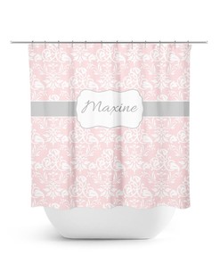 Pink White Gray Damask Shower Curtain, Pink White Bathroom, Custom Bathroom Decor, Personalized Shower Decor, Pink Gray Bathroom