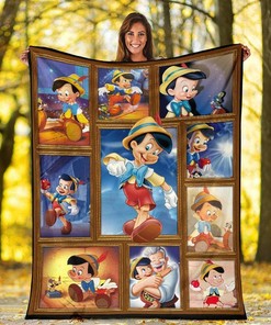 Pinocchio Amazing Cartoon Sherpa Fleece Blanket Gifts for Family, for Couple
