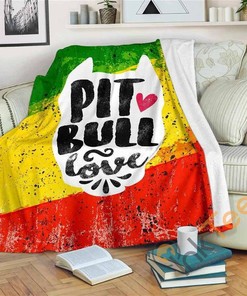 Pit Bull Love Sherpa Fleece Blanket Gifts for Family, for Couple