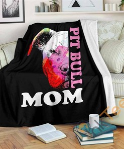 Pit Bull Mom Sherpa Fleece Blanket Gifts for Family, for Couple