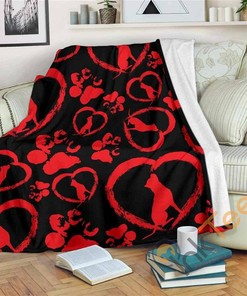 Pit Paw Hearts Sherpa Fleece Blanket Gifts for Family, for Couple