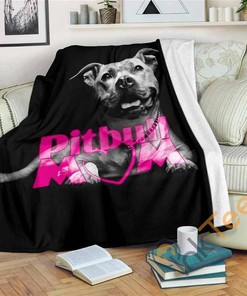 Pitbull Mom Sherpa Fleece Blanket Gifts for Family, for Couple