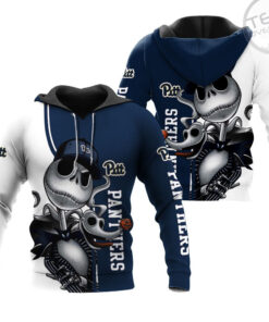 Pittsburgh Panthers Jack Skellington And Zero 3D Hoodie