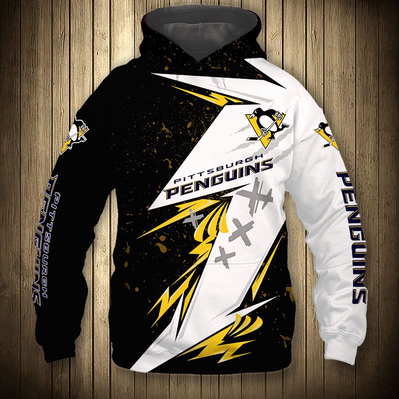 Pittsburgh Penguins Hoodie 3D Thunder Design Pullover Nhl