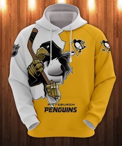 Pittsburgh Penguins Hoodie 3D Zip Hoodie 3D Cartoon Graphic Zip Hoodie for Fan