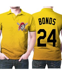 Pittsburgh Pirates 24 Barry Bonds Throwback Mlb Yellow Jersey Inspired Style Polo Shirt
