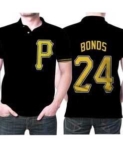 Pittsburgh Pirates Barry Bonds #24 Mlb Great Player Baseball Team Logo Majestic Custom Black 2019 Polo Shirt