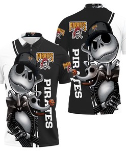 Pittsburgh Pirates Jack Skellington And Zero 3D All Over Print Polo Shirt