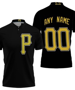 Pittsburgh Pirates Mlb Baseball Team Logo Majestic Custom Black 2019 Polo Shirt