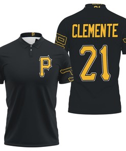 Pittsburgh Pirates Roberto Clemente 21 2020 Mlb Black Jersey Inspired 3D All Over Print Polo Shirt