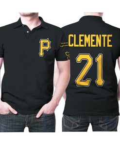 Pittsburgh Pirates Roberto Clemente 21 Great Legend 2020 Mlb Baseball Team Logo Black Jersey Style Polo Shirt