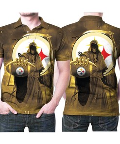 Pittsburgh Steelers America Football Team Nfl Logo Death God Polo Shirt