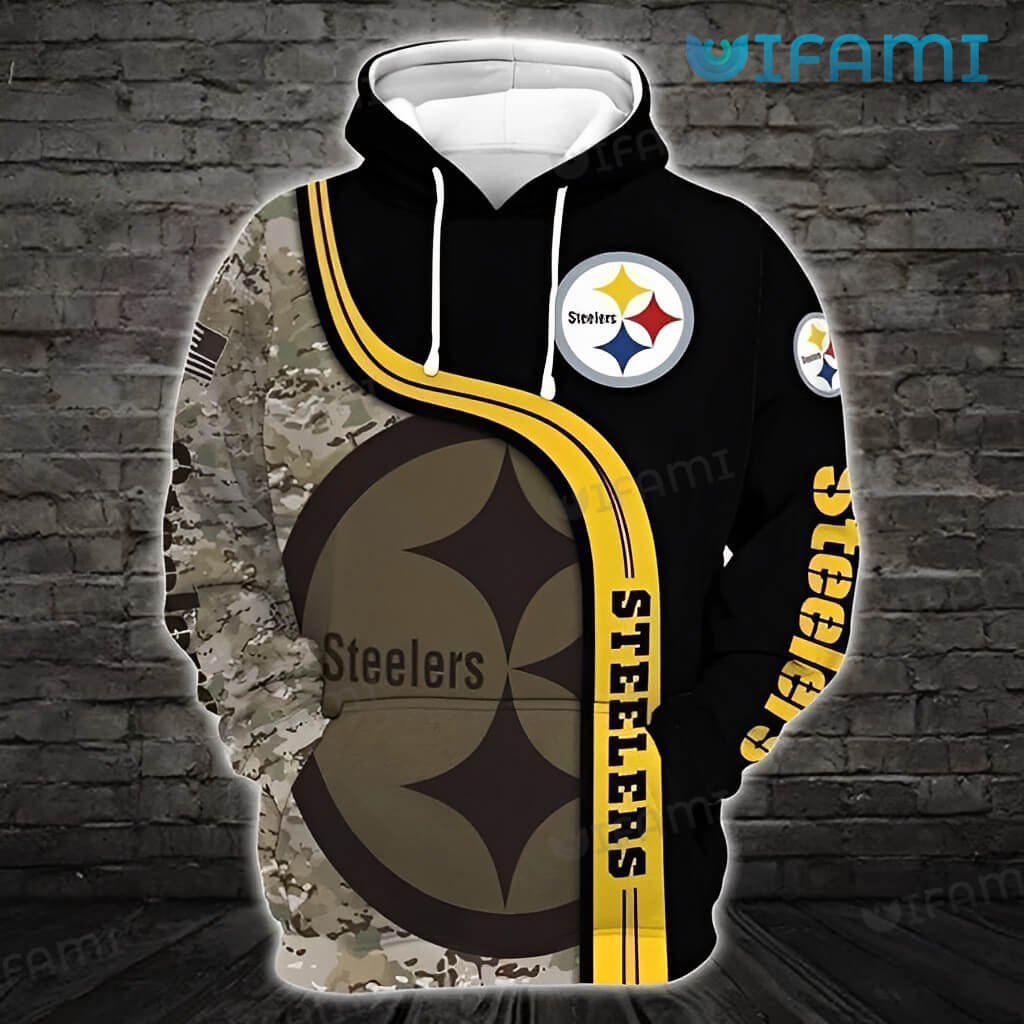 Pittsburgh Steelers Camo Hoodie 3D Big Logo Steelers Gift - Bluefink