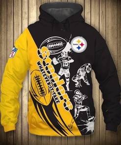 Pittsburgh Steelers Hoodie 3D Cartoon Player Cute Zip Hoodie