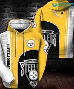 Pittsburgh Steelers Hoodie 3D White Yellow Logo Steelers Gift