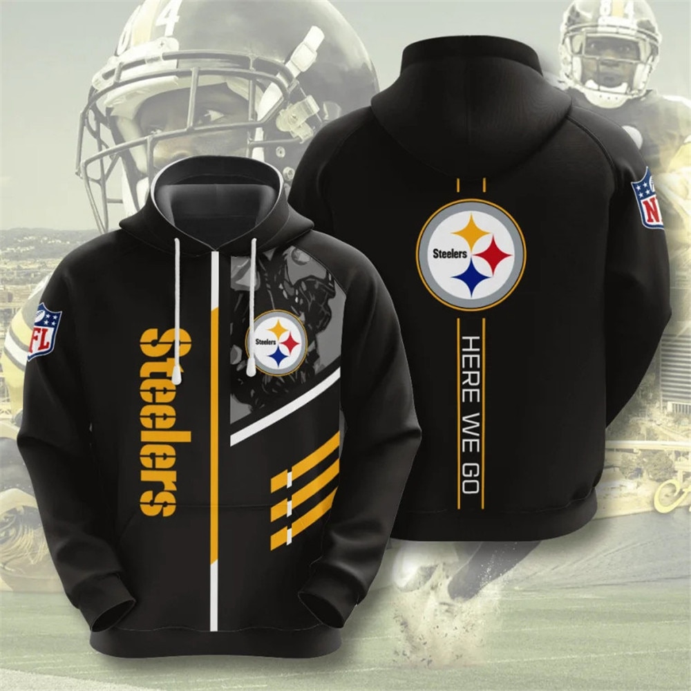 Pittsburgh Steelers Hoodie 3D Zip Hoodie 3 Lines Graphic Gift for Fans