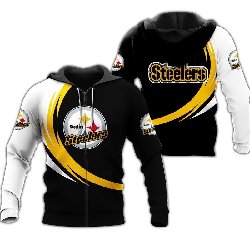 Pittsburgh Steelers Hoodie 3D Zip Hoodie Curve Graphic Gifts for Fans - Image 2