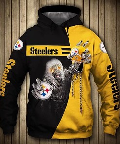 Pittsburgh Steelers Hoodie Sudden Death Skulls Zip Hoodie for Fans