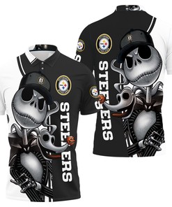 Pittsburgh Steelers Jack Skellington And Zero 3D All Over Print Polo Shirt