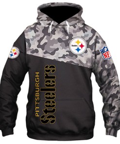 Pittsburgh Steelers Military Hoodie 3D Zip Hoodie 3D Zip Hoodie Long Sleeve New Season