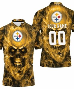 Pittsburgh Steelers Nfl Fan Skull Personalized 3D All Over Print Polo Shirt