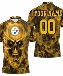 Pittsburgh Steelers Nfl Fans Skull Personalized 3D All Over Print Polo Shirt