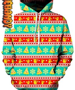 Pizza Pikachu Ugly Unisex 3D Hoodie