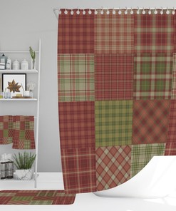 Plaid Autumn Shower Curtain Optional Add Baths, Towels