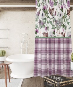 Plaid Floral Shower Curtain Towels Bath Mat Options