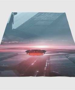 Plane Futuristic Blade Runner Sherpa Fleece Blanket Gifts for Family, for Couple